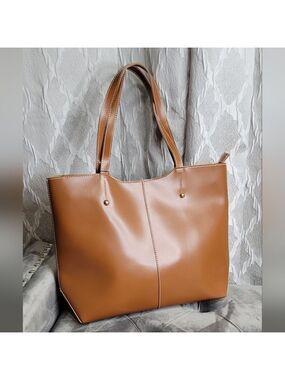 Brown Faux Leather Handbag & Tote